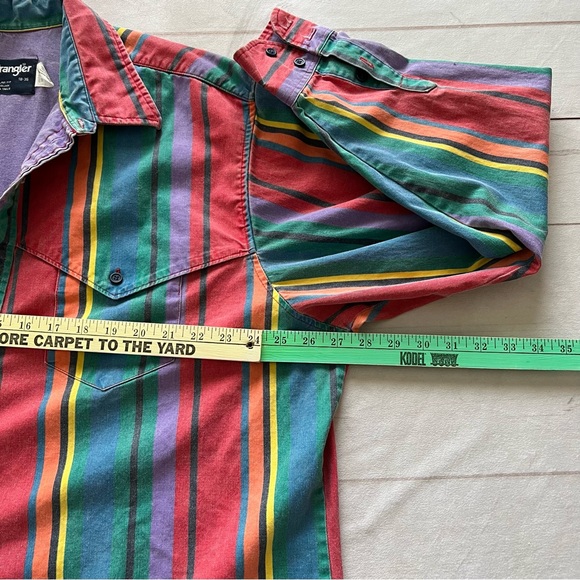 VTG Wrangler Men’s 18-36 Brushpopper 90s Striped Western Cowboy Rodeo Shirt. XXL - Picture 8 of 11
